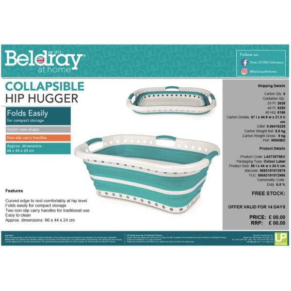 Beldray Collapsible Hip Hugger Laundry Basket