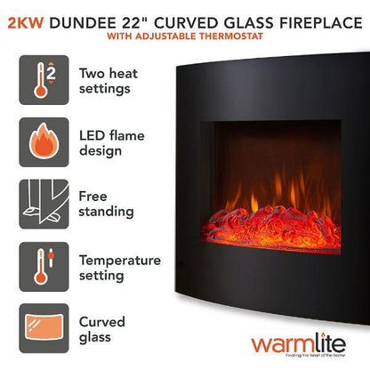Warmlite 22" Curved Glass Fireplace