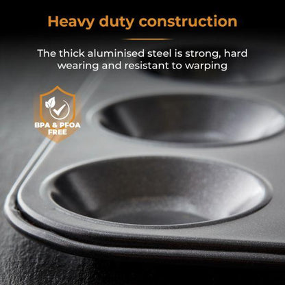 Non-Stick 12 Hole Shallow Baking Pan 32x24cm