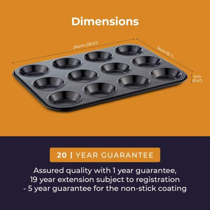 Non-Stick 12 Hole Shallow Baking Pan 32x24cm