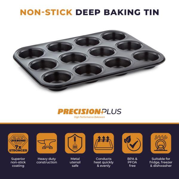 Non-Stick 12 Hole Deep Baking Pan 35x27cm