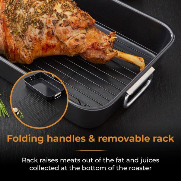 Non-Stick Roaster with Rack 40x28x7.5cm