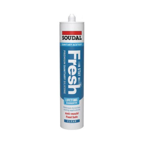 Soudal Stay Fresh Acetoxy Anti-Mould Silicone Sealant (Clear) 290ml