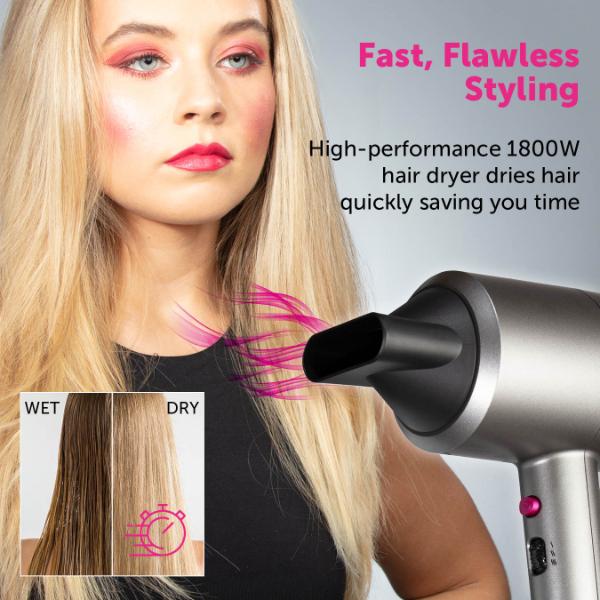 Carmen 1800W Neon DC Pro Hair Dryer Grey &amp; Pink
