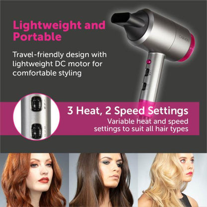 Carmen 1800W Neon DC Pro Hair Dryer Grey &amp; Pink