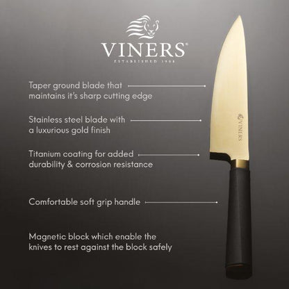 Viners Titan Gold 6 Piece Knife Block Giftbox
