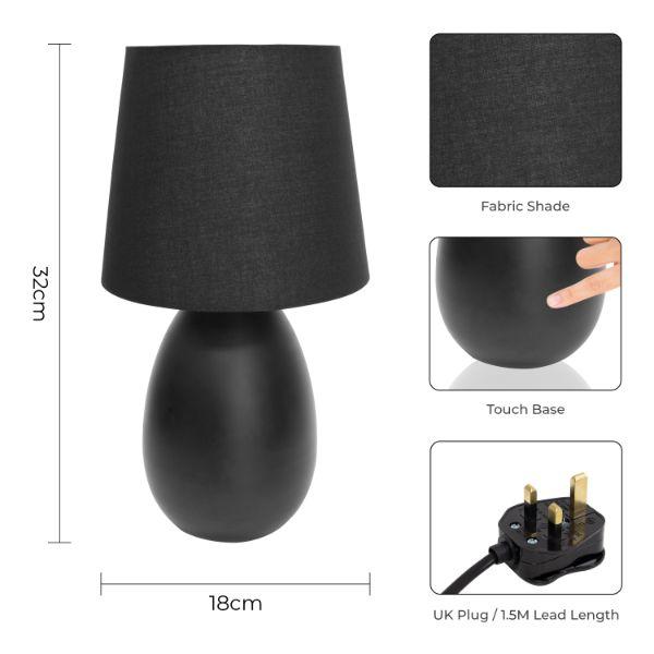 Black Metal Oval Base Table Lamp