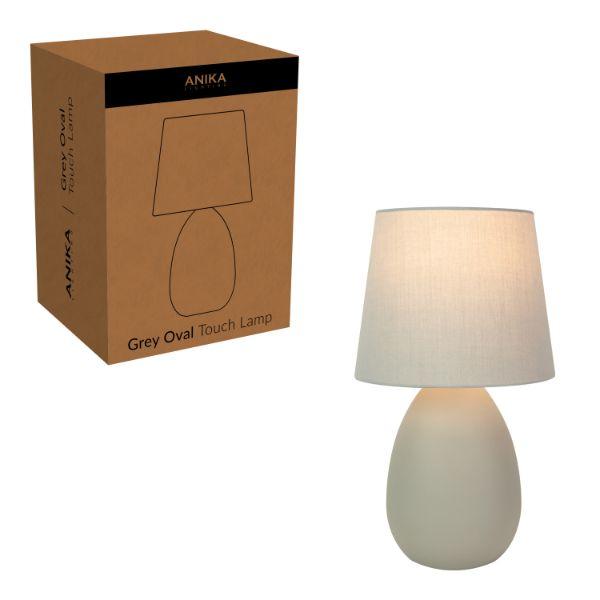 Grey Metal Oval Base Table Lamp