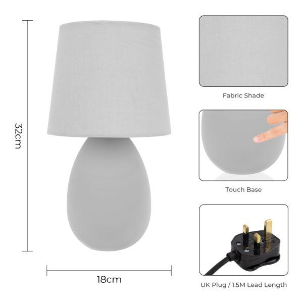 Grey Metal Oval Base Table Lamp