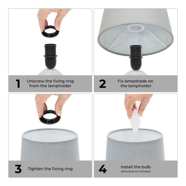 Grey Metal Oval Base Table Lamp