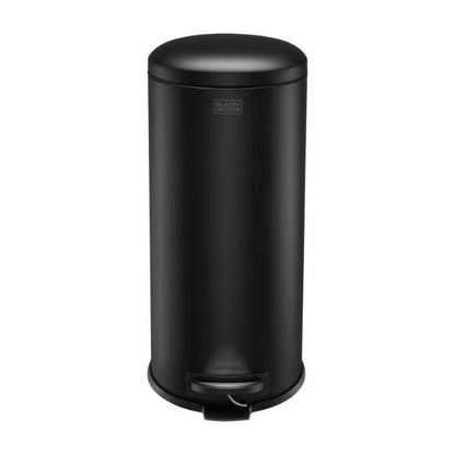 Black &amp; Decker 30L Dome Lid Pedal Bin - Matt Black