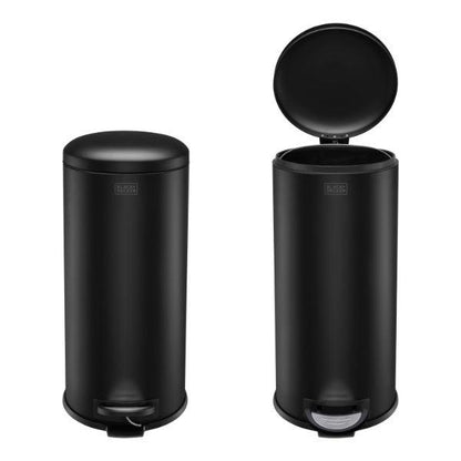 Black &amp; Decker 30L Dome Lid Pedal Bin - Matt Black