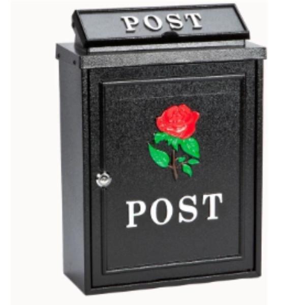Cast Aluminium Post Box Rose Design