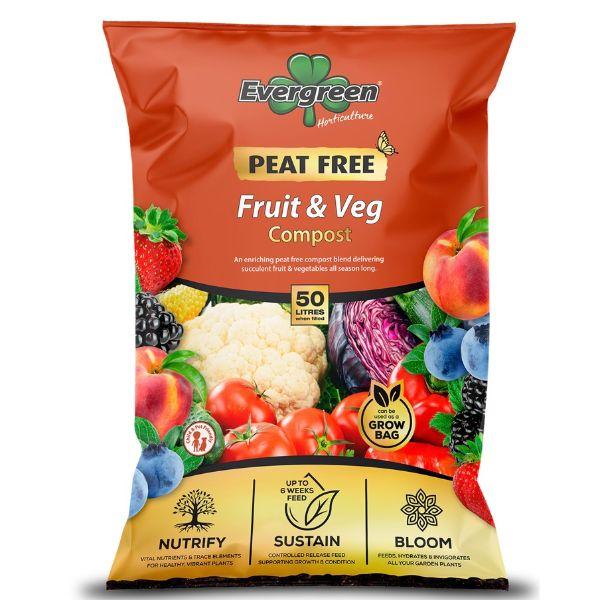 Evergreen Peat Free Fruit &amp; Veg Compost  50L
