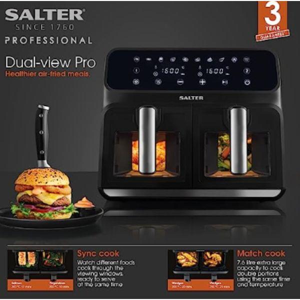 Salter EK5872VDE Dual View Air Fryer, 7L Non-stick Baking Tray With Removable Divider Large Family Capacity Viewing Window Led Digital 6 Functions 2300w Avis Fiche Technique Et Prix Au Maroc Salter EK5872VDE Dual View Air Fryer, 7L Non-stick Baking Tray With Removable Divider Large Family Capacity Viewing Window Led Digital 6 Functions 2300w Avis Fiche Technique Et Prix Au Maroc