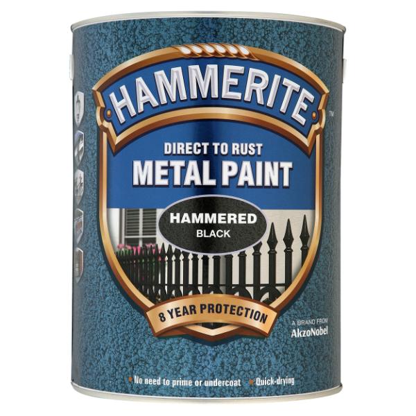 Hammerite Metal Paint Hammered Black 5L