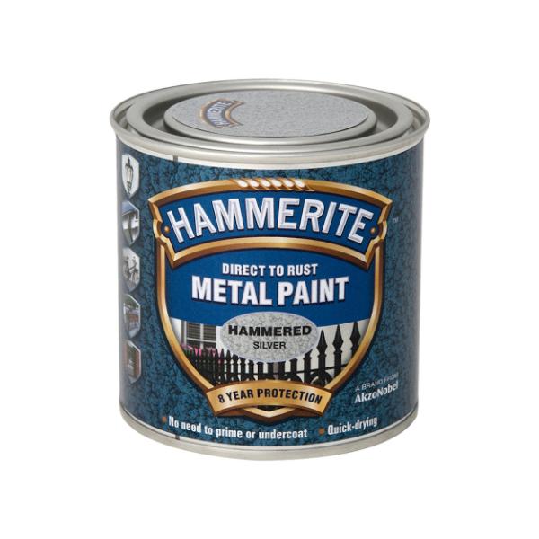 Hammerite Metal Paint Hammered Silver 250ml