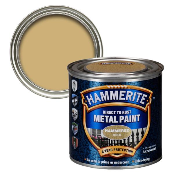 Hammerite Metal Paint Hammered Gold 250ml