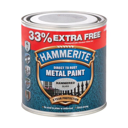Hammerite Metal Paint Hammered Silver 33% Fr 1L