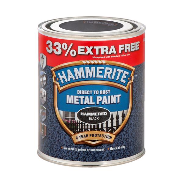 Hammerite Metal Paint Hammered Black 33% Fr 1L