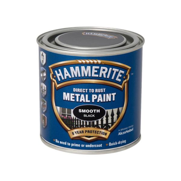 Hammerite Metal Paint Smooth Black 250ml