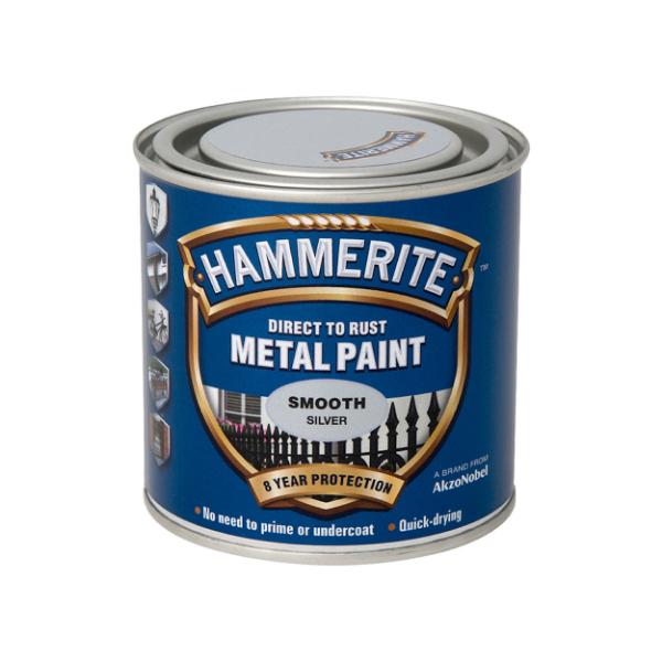 Hammerite Metal Paint Smooth Silver 250ml