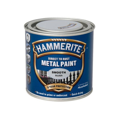 Hammerite Metal Paint Smooth Silver 250ml