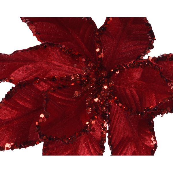 Christmas  Poinsettia On Clip  5 Assorted