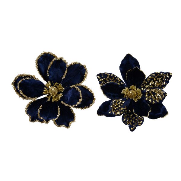 Christmas Velvet Magnolia On Polyester Clip