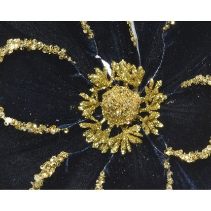 Christmas Velvet Magnolia On Polyester Clip