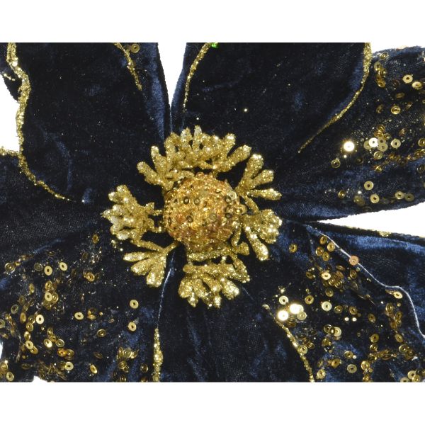 Christmas Velvet Magnolia On Polyester Clip