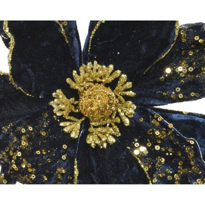 Christmas Velvet Magnolia On Polyester Clip
