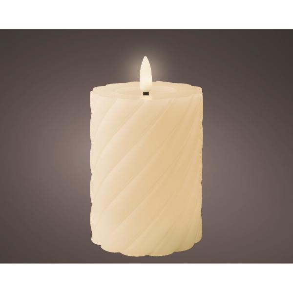 12.3cm Cream Wick LED Candle Twisted