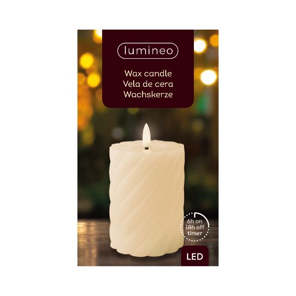 12.3cm Cream Wick LED Candle Twisted