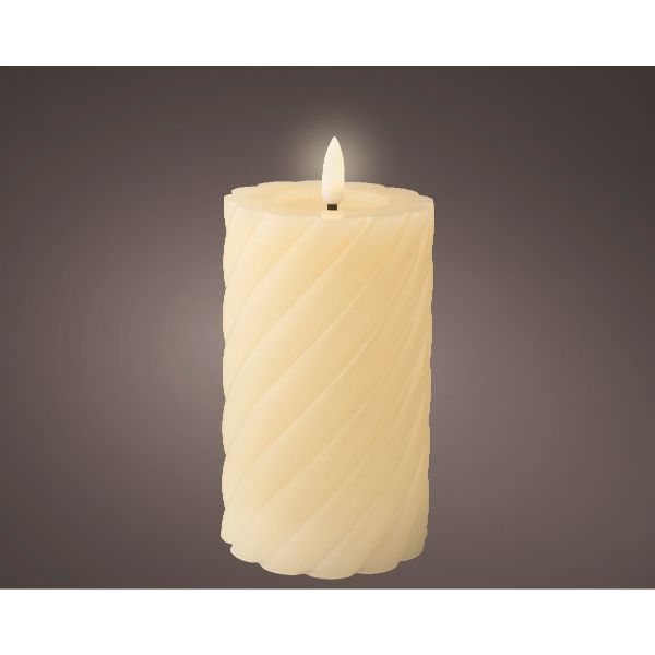 14.8cm Cream Wick LED Candle Twisted
