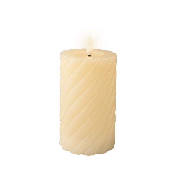 14.8cm Cream Wick LED Candle Twisted