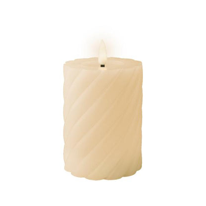 14.8cm Cream Wick LED Candle Twisted