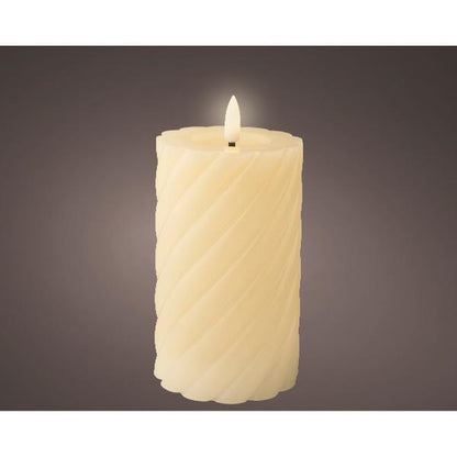 14.8cm Cream Wick LED Candle Twisted
