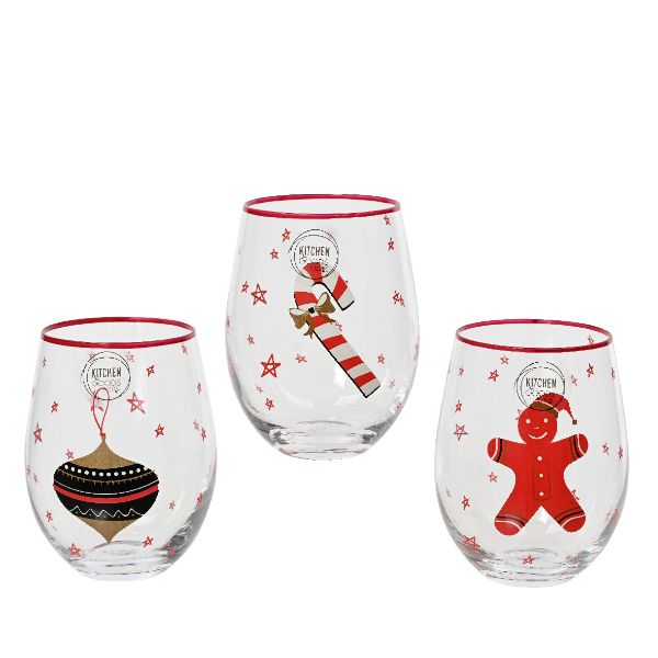 Drinkglass with Gingerbread/Ornament/Candy Stick 12cm