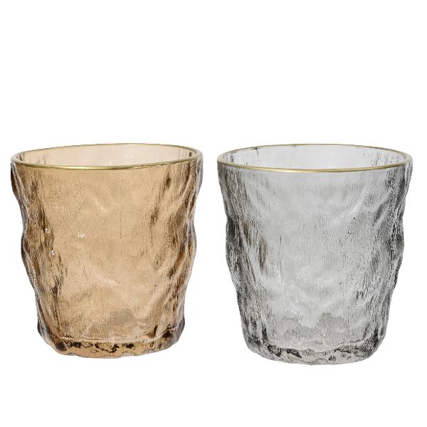 Glass Opaque Tealightholder Marble Grey/Ginger Brown