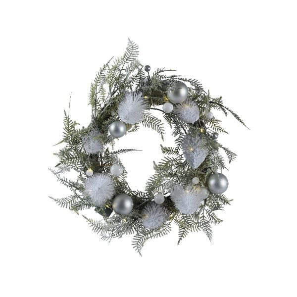 Christmas Brush Prelit  Table Piece Snowy -  Battery Operated
