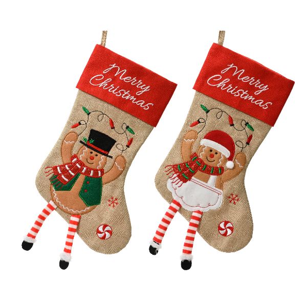 Christmas Polyester Christmas Stocking, Ginergerbread 3 Designs Co