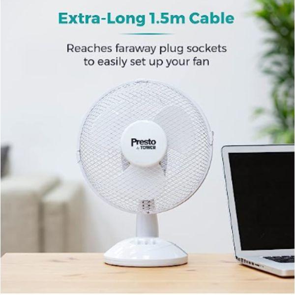 Tower Presto 9" Desk Fan White
