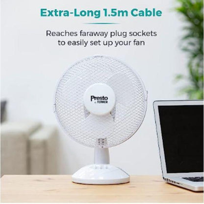 Tower Presto 9" Desk Fan White