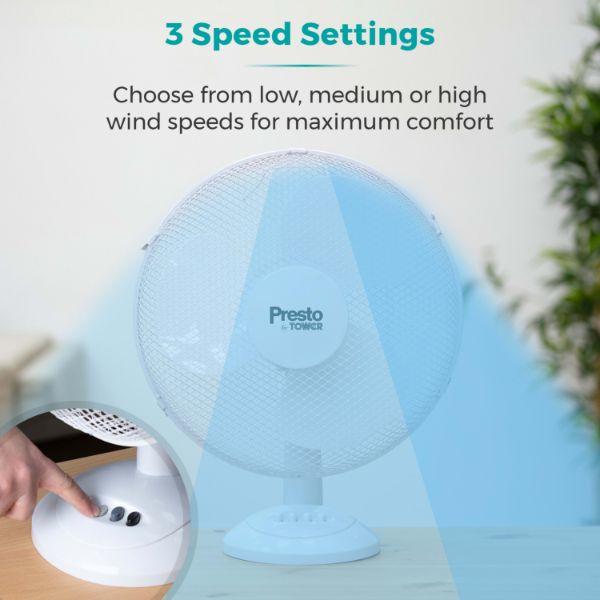 Tower Presto 12" Desk Fan White