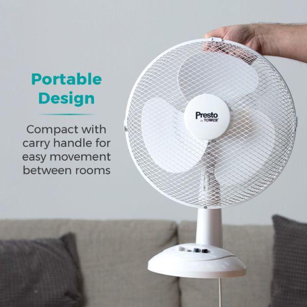 Tower Presto 12" Desk Fan White