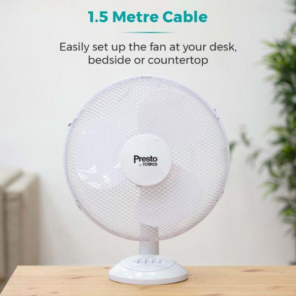 Tower Presto 12" Desk Fan White