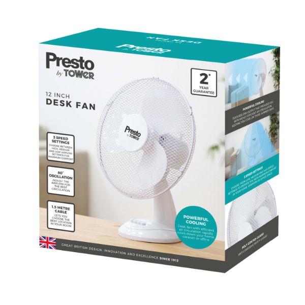 Tower Presto 12" Desk Fan White
