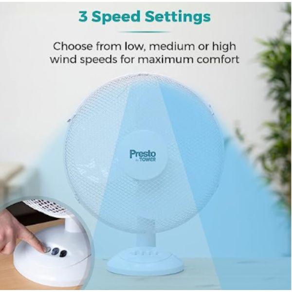 Tower Presto 12" Desk Fan White