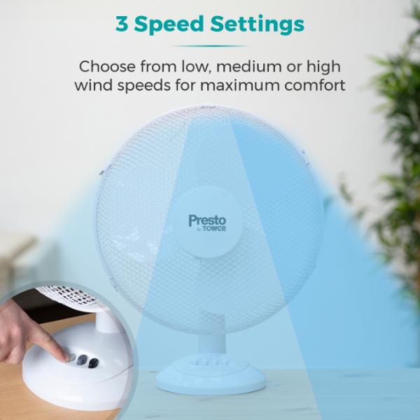 Tower Presto 12" Desk Fan White